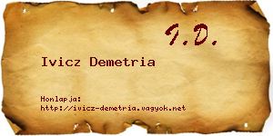 Ivicz Demetria névjegykártya
